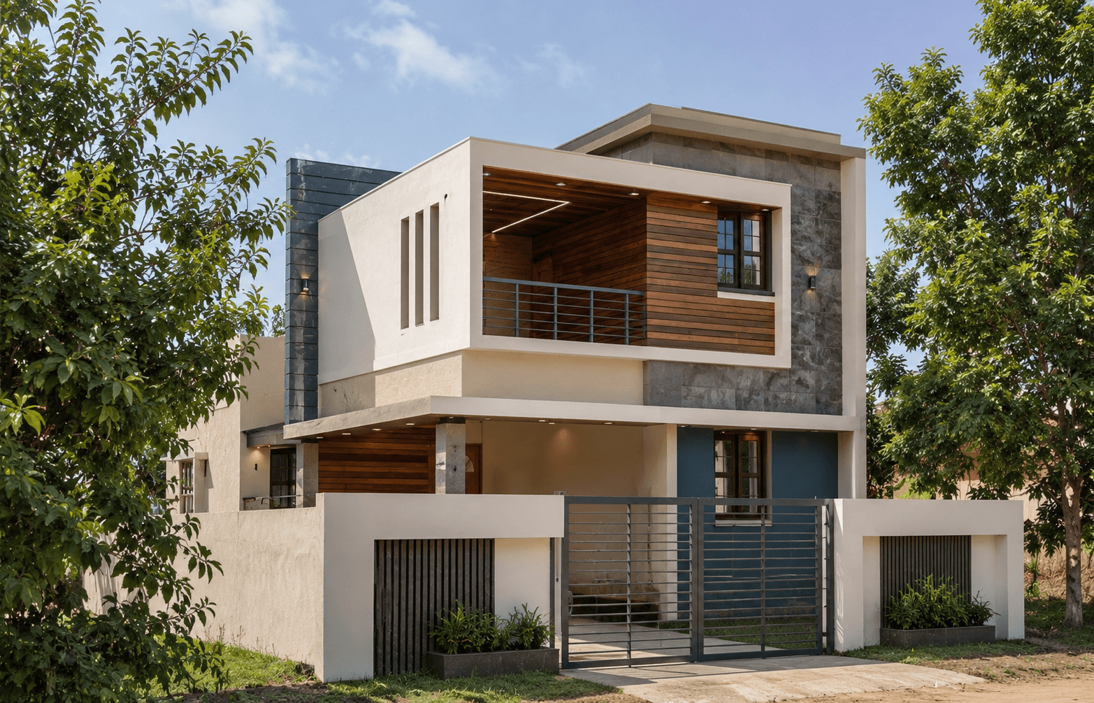 Completed modern construction project by 5D United Builders